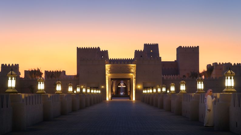 Fortress in the desert: The resort, modeled after an Arabian fortress, is about two hours' drive from downtown Abu Dhabi, just a handful of miles from the border with Saudi Arabia.